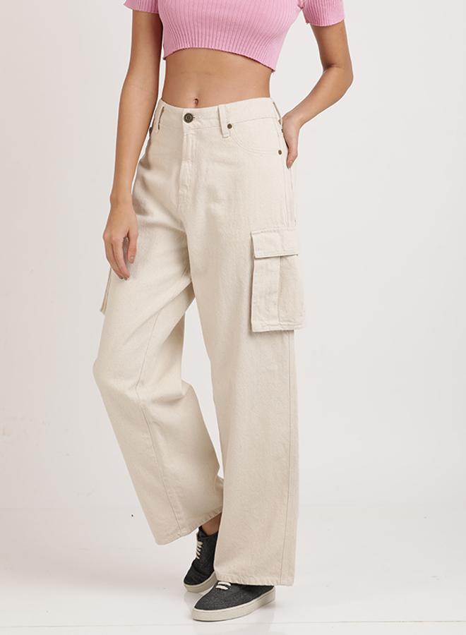 Take Two Women Relaxed Fit High-Rise Pure Cotton Cargo Jeans - Image 2